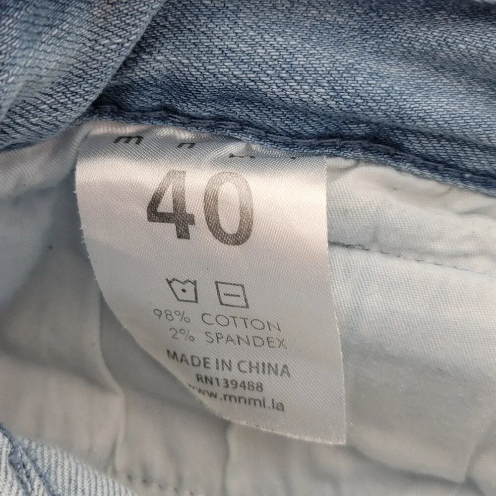 MNML Mens Jeans 40 Ankle Zip‎ Jeans Denim Blue Distressed Button Fly 40x33